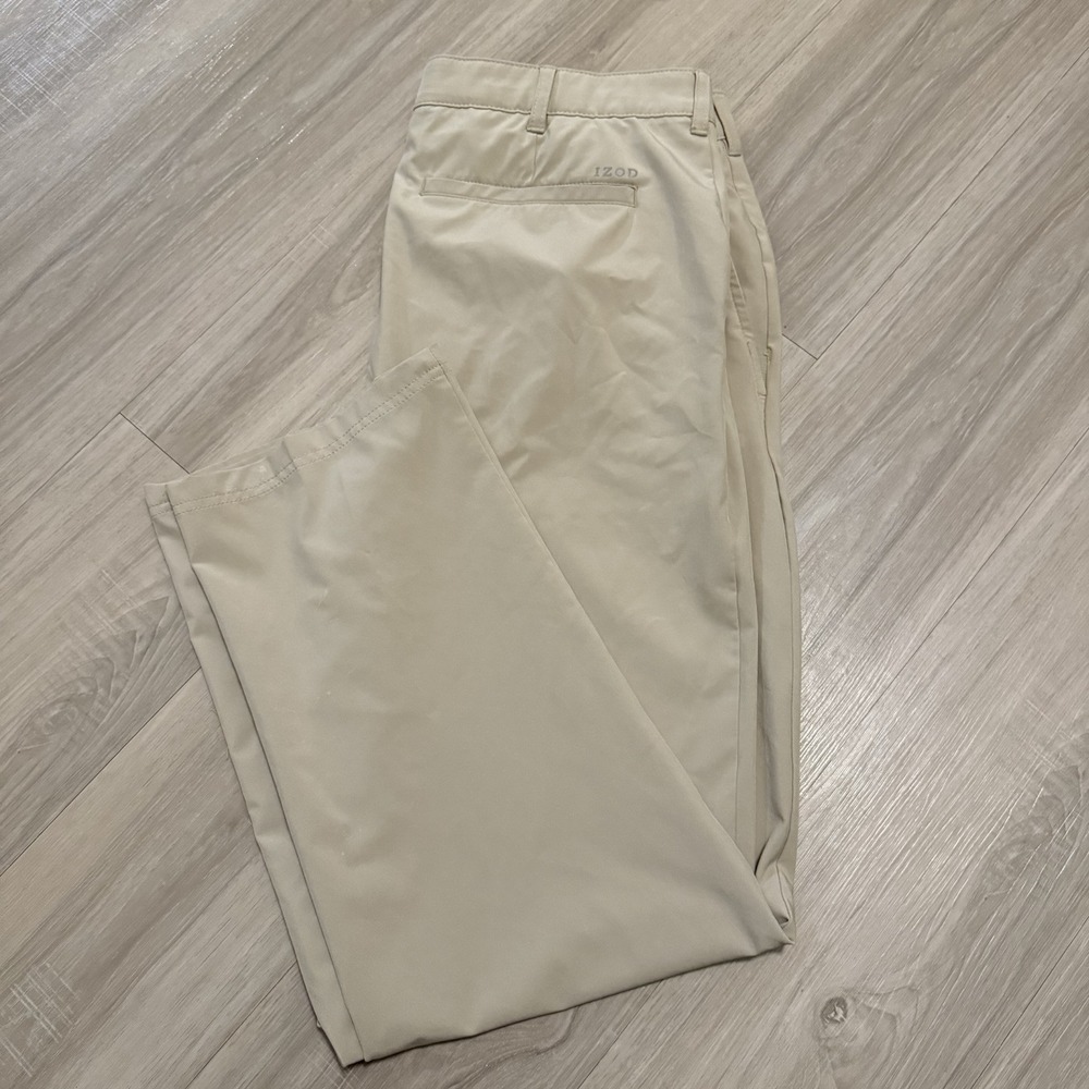 IZOD GOLF‎ Swingflex Core Straight Fit Khaki Pants Tag 38x32 Stretch Watch Pics